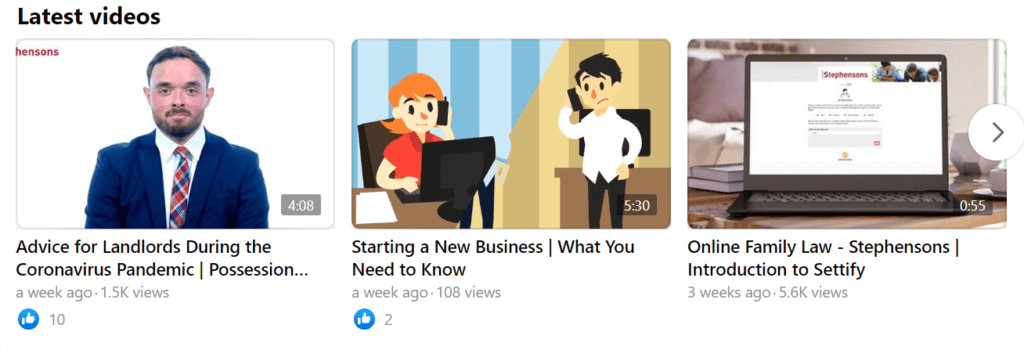marketing for legal firms Stephensons Solicitors uses videos on social media