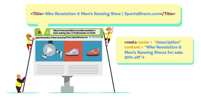 Image: page titles and meta descriptions are two separate pieces of HTML code