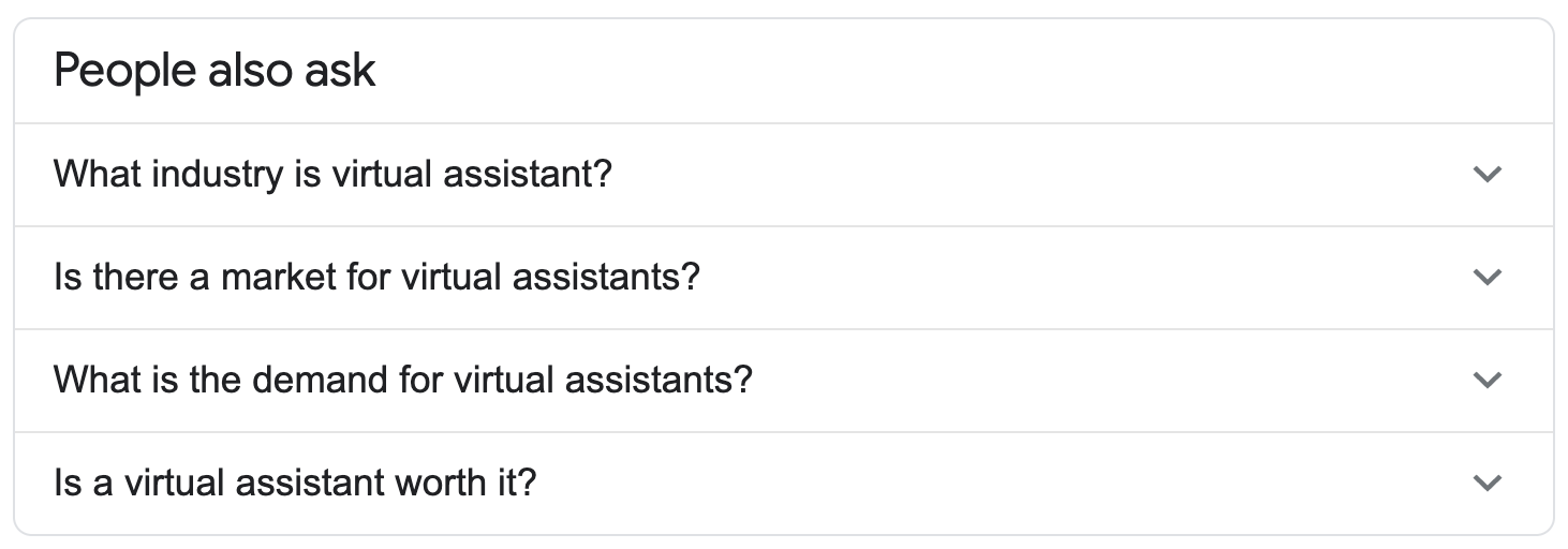 People also ask on Google list