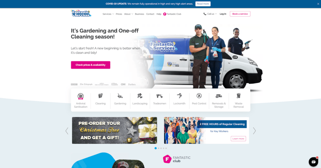 Fantastic Services homepage