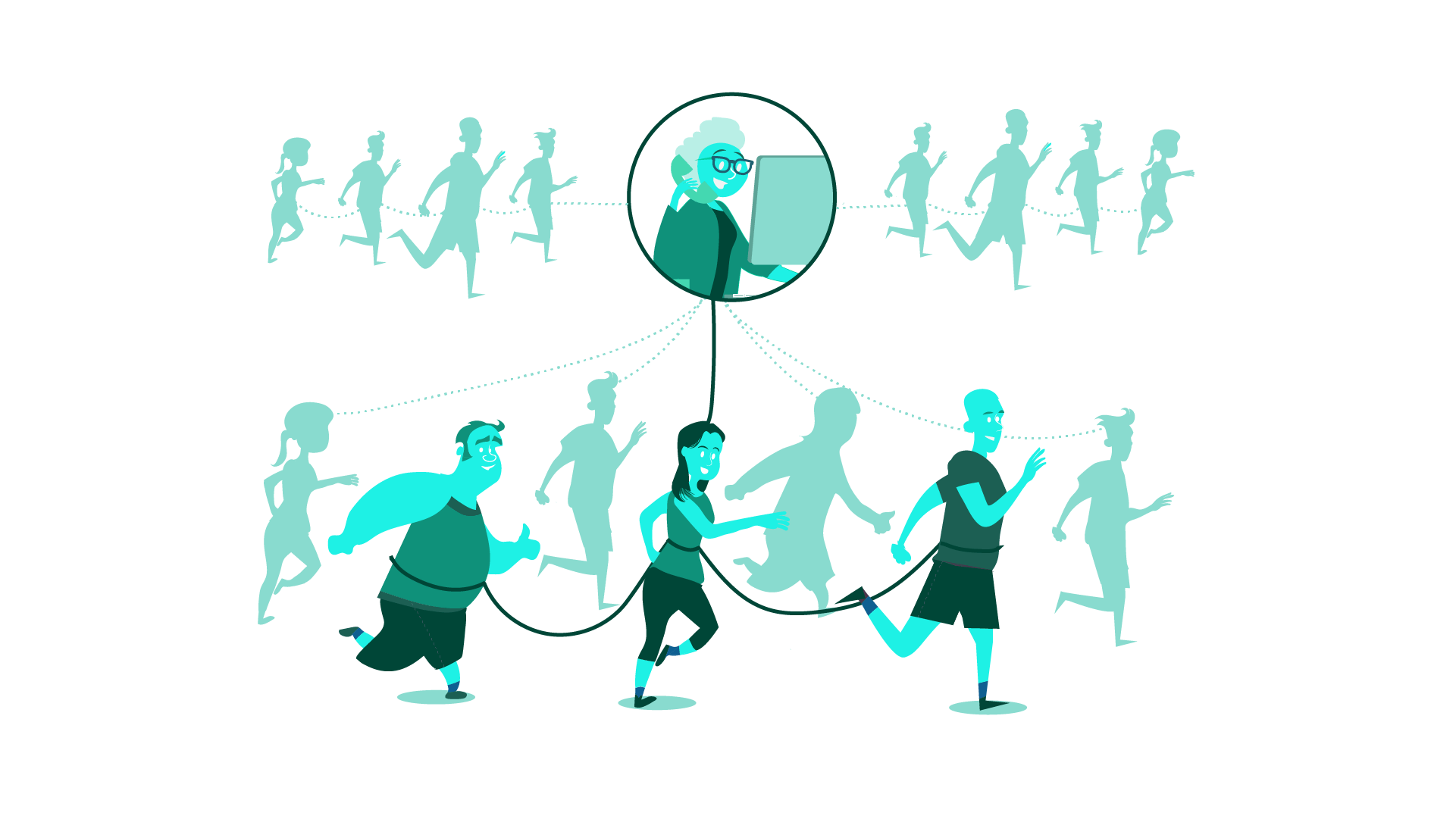 Running club example illustrating strong and weak links between each connection