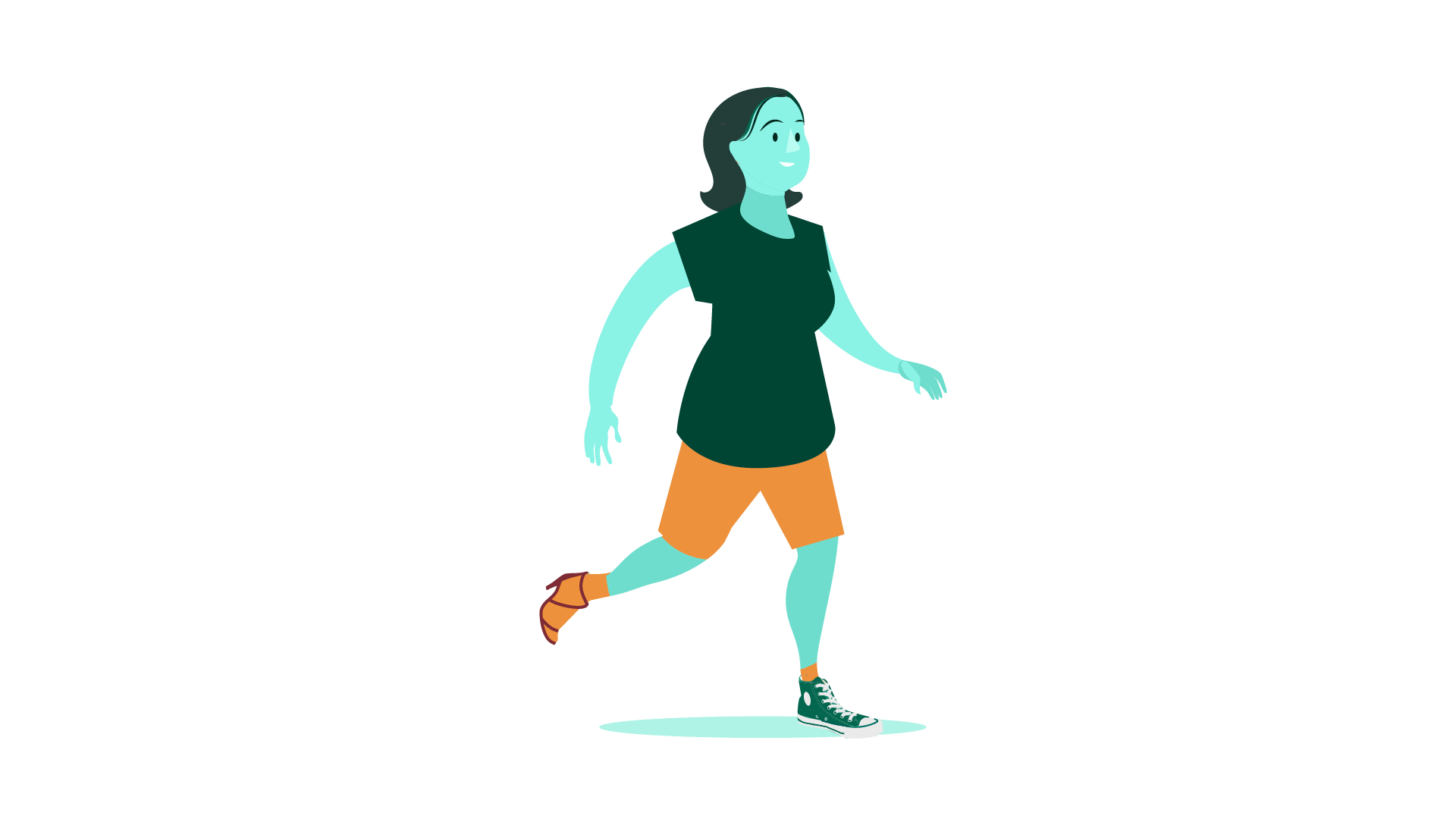 A woman wearing someone else's shoes