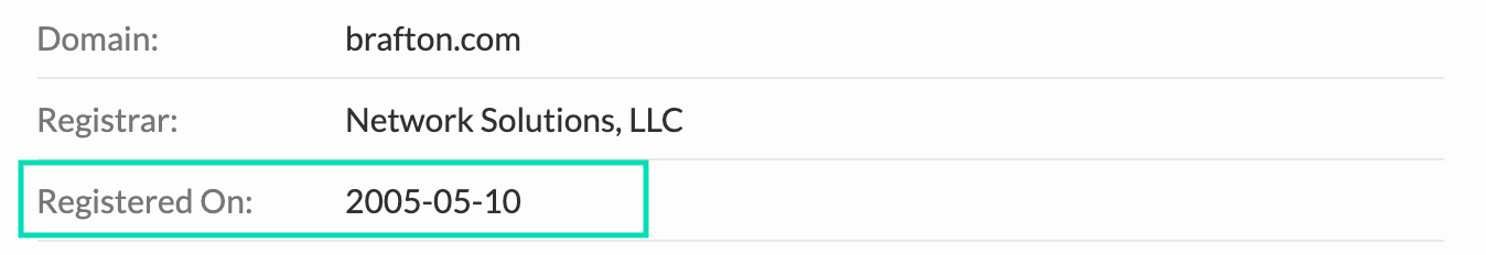 registered company screenshot