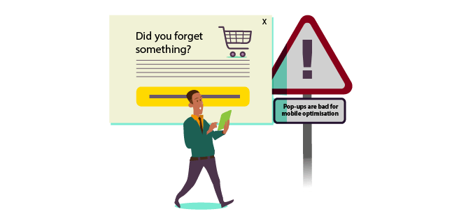 Image: Pop-ups are bad for mobile optimisation