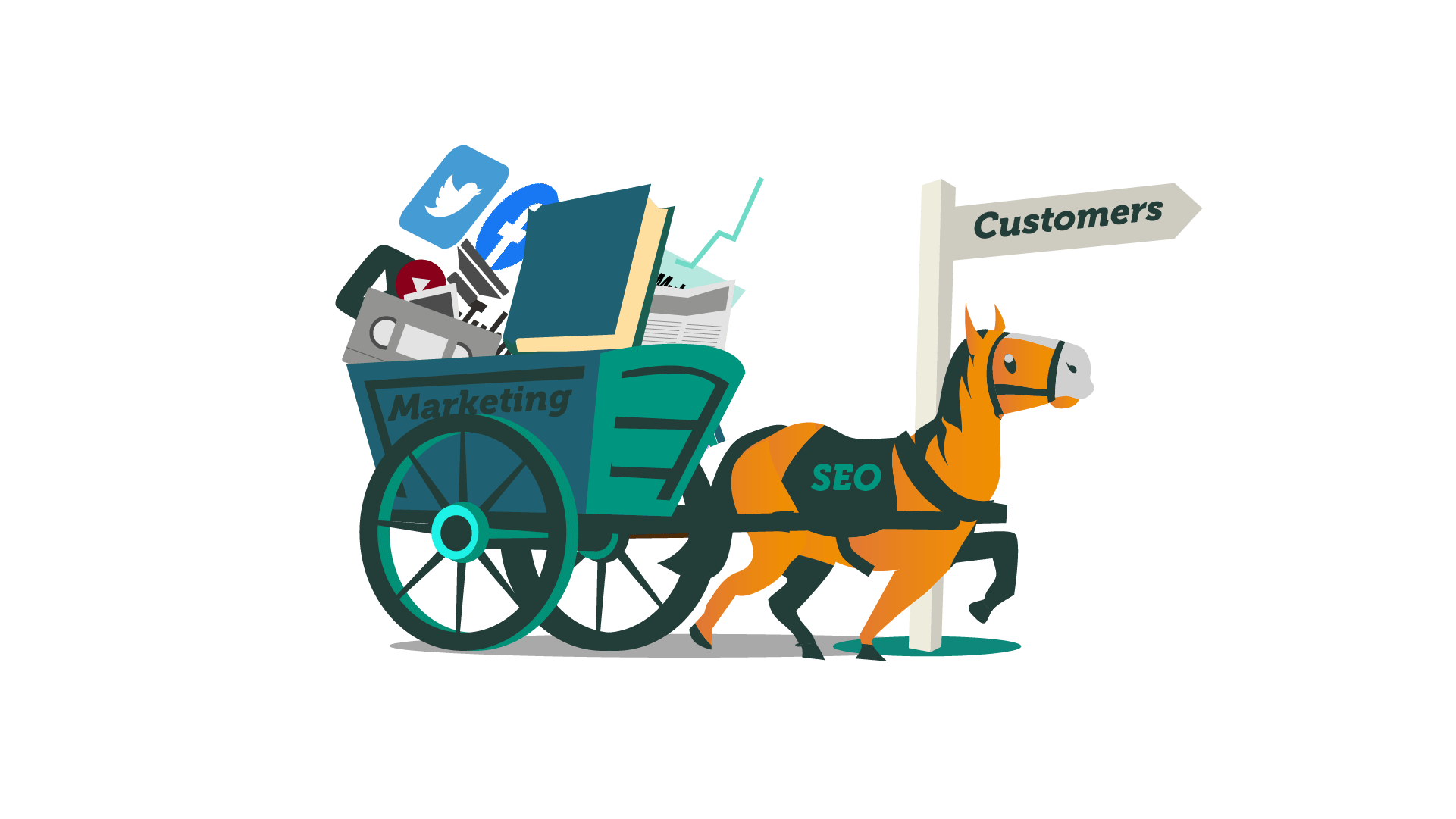 Marketing media being carted to customers