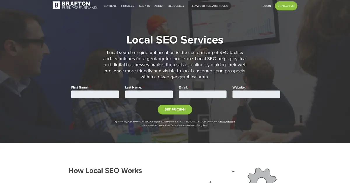 Contact form example of good content marketing and email growth strategy