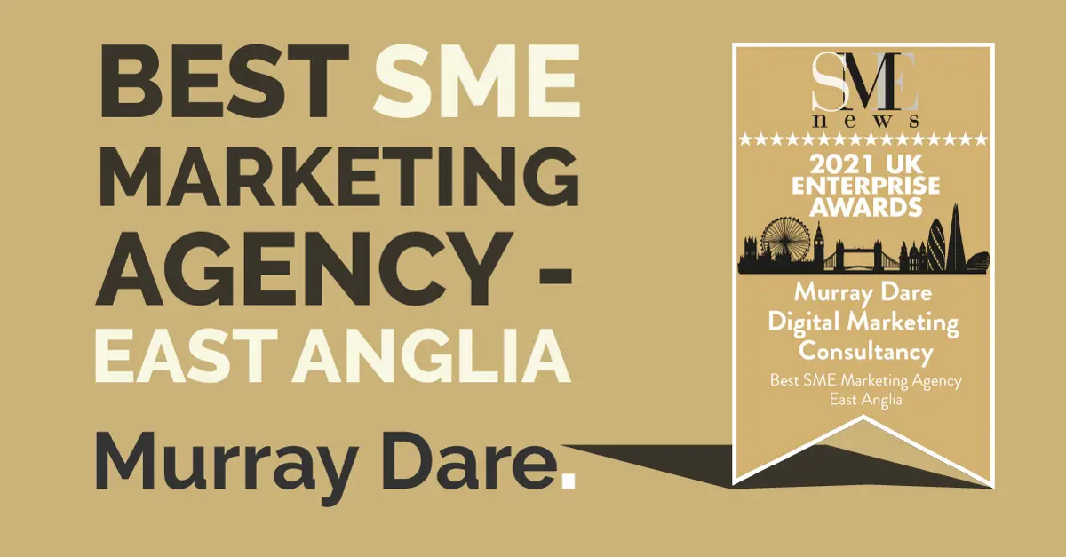 marketing award announcement - best SME marketing agency - east anglia Murray Dare