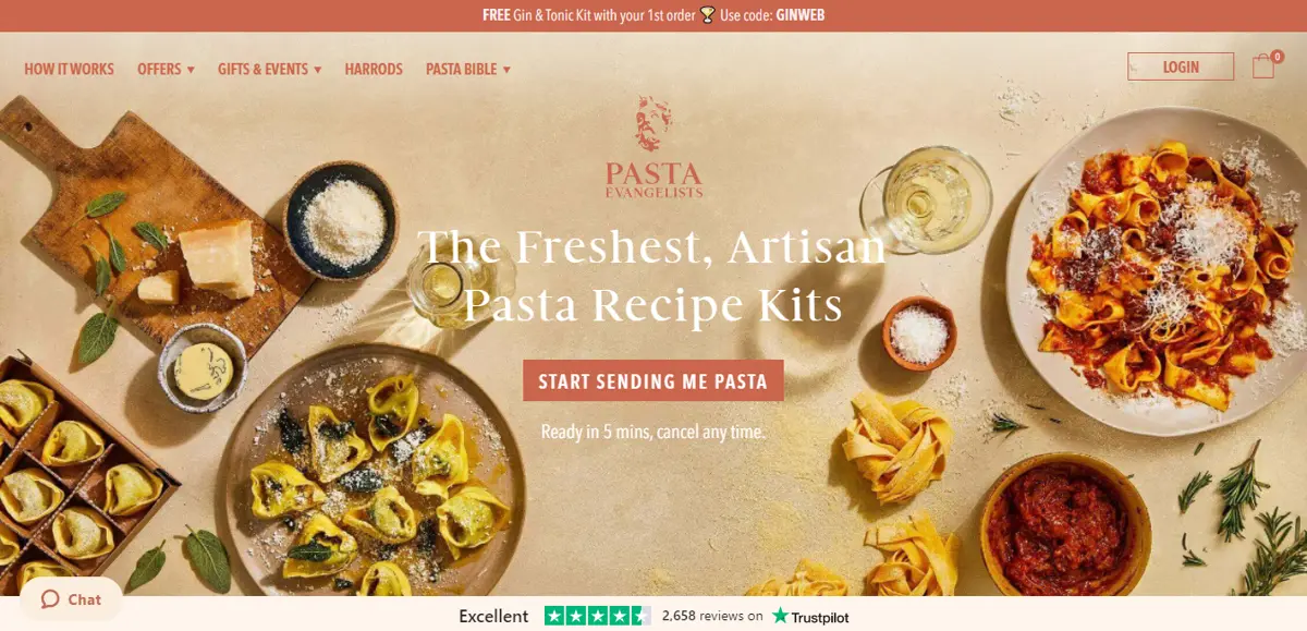 strong and weak ties pasta evangelist homepage screenshot