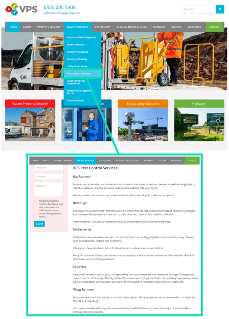 VPS group service menu