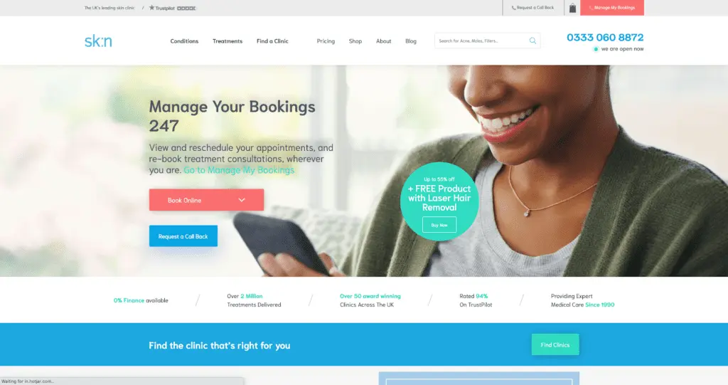 sk:n clinic website dermatology manchester