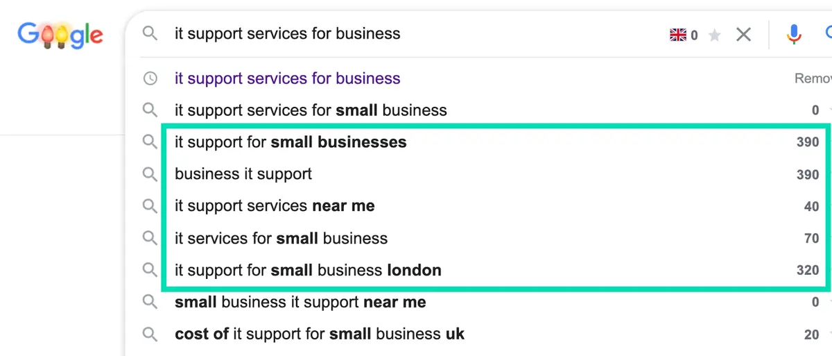 keyword search for 'it support services for business'