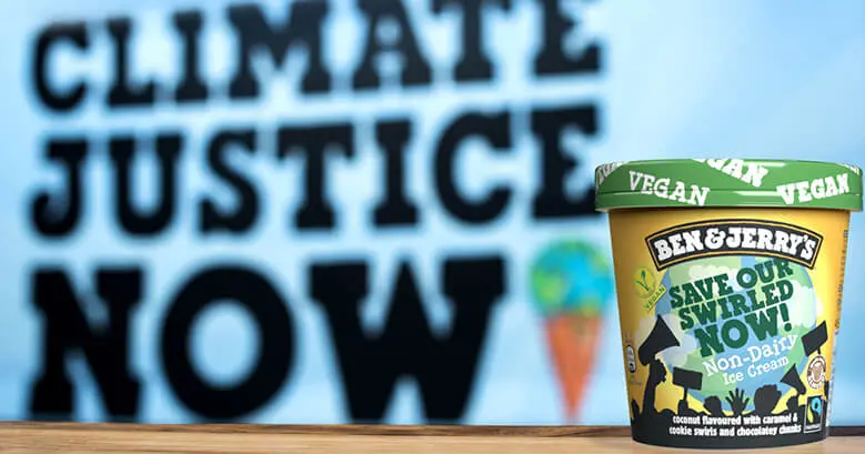 Ben & Jerry's climate justice now campaign - image of Ben & Jerry's tub of icecream called Save our