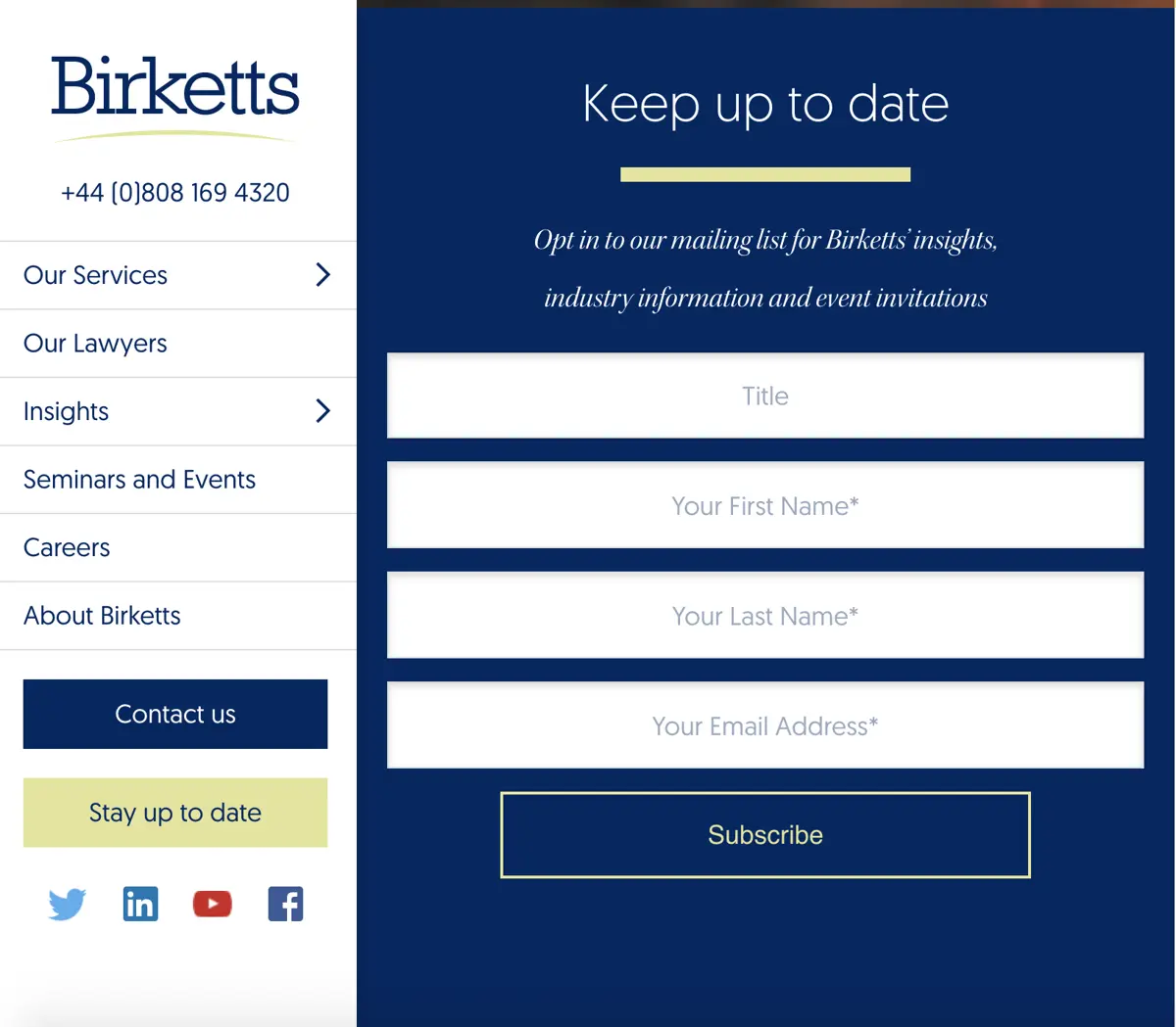 mailing list form example