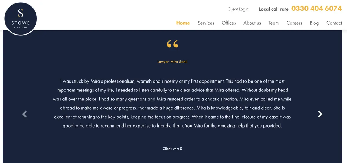 screenshot of legal site recommendations