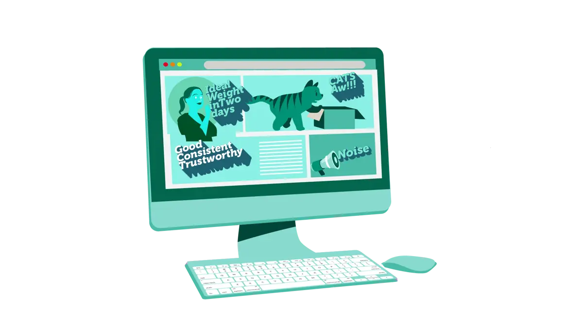Webpage with various articles including cat videos.