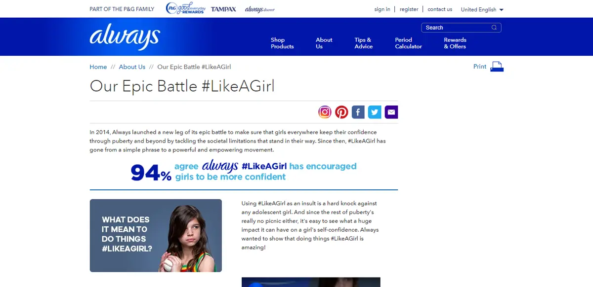 Always Like a Girl Marketing Campaign - example of Good content
