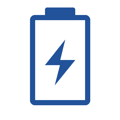 Blue battery icon with a lightning bolt symbol inside, indicating power or energy.
