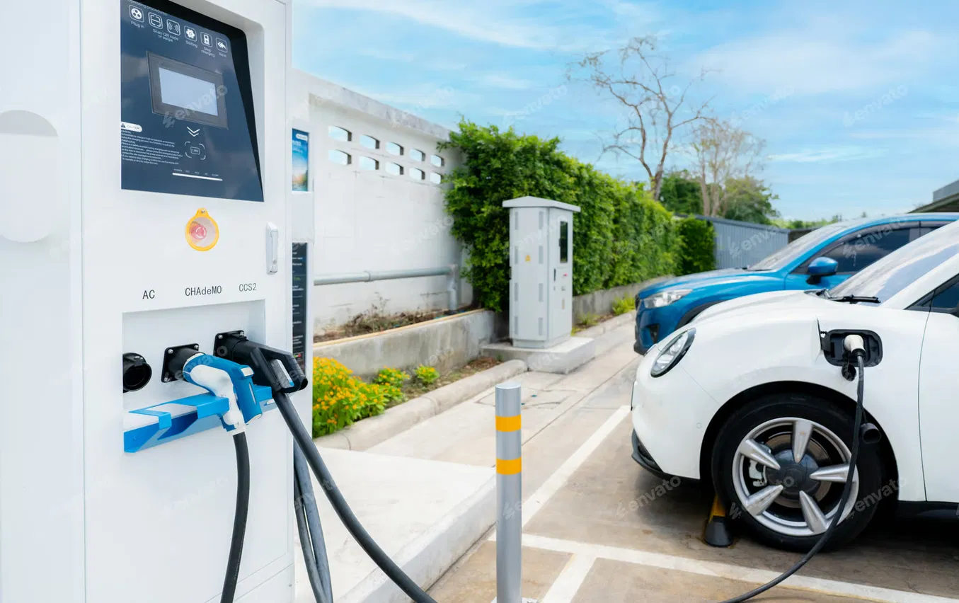 solar-powered storage units in outdoor setting