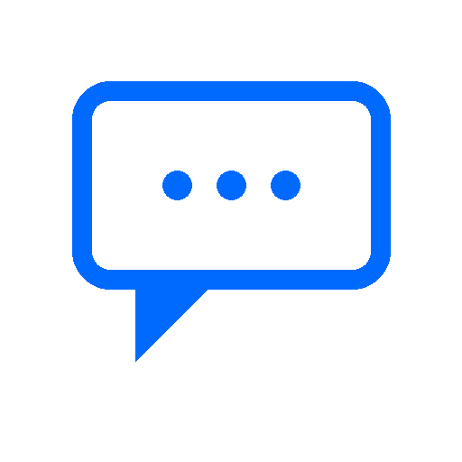 Blue speech bubble icon with three horizontal dots indicating a message or conversation.