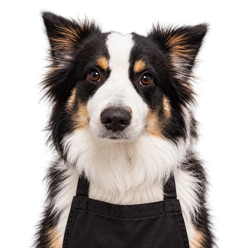 Anoï, la mascotte de l’atelier, en tablier