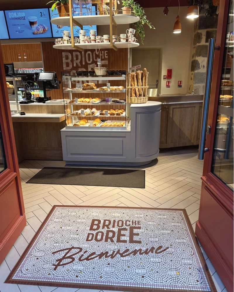 Tapis d’entrée en mosaïque Brioche Dorée Bienvenue