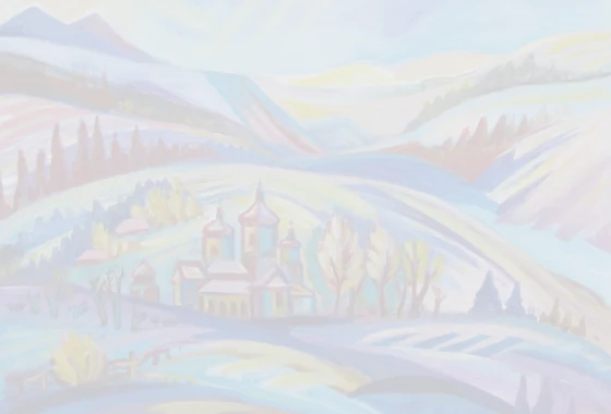 Marta Lukiv desktop site over a pale landscape painting