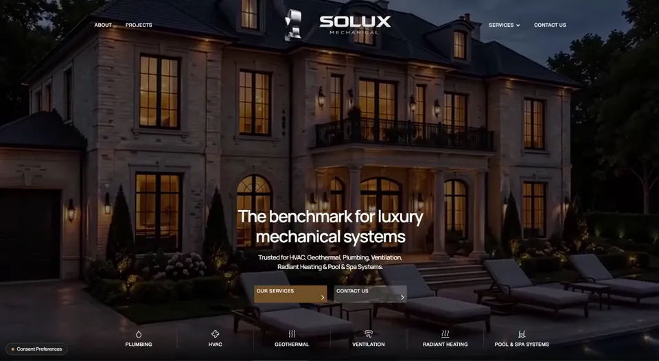 Solux Mechanical home page: the benchmark for luxury mechanical systems