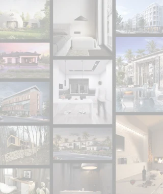 VIZ_ME mobile site over a collage of renders
