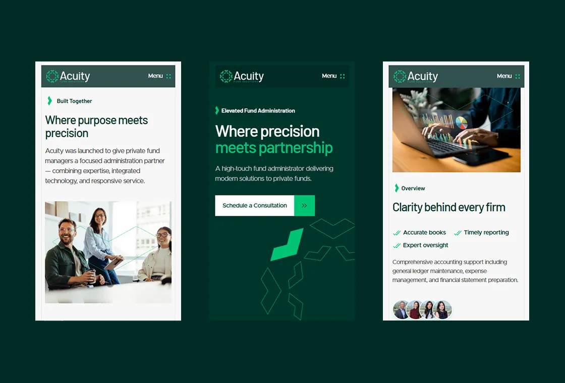 Acuity Fund Solutions website page