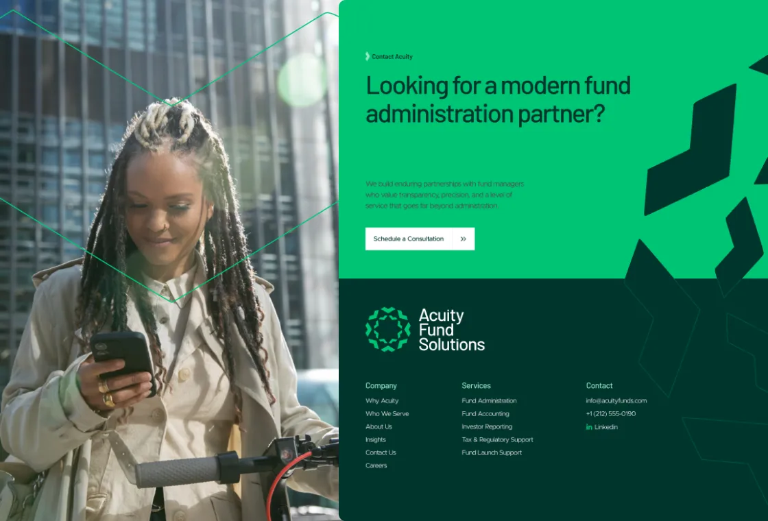 Acuity contact section: Looking for a modern fund administration partner?