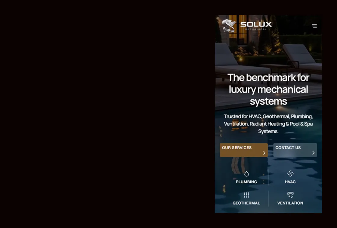 Solux Mechanical logo beside the mobile home page