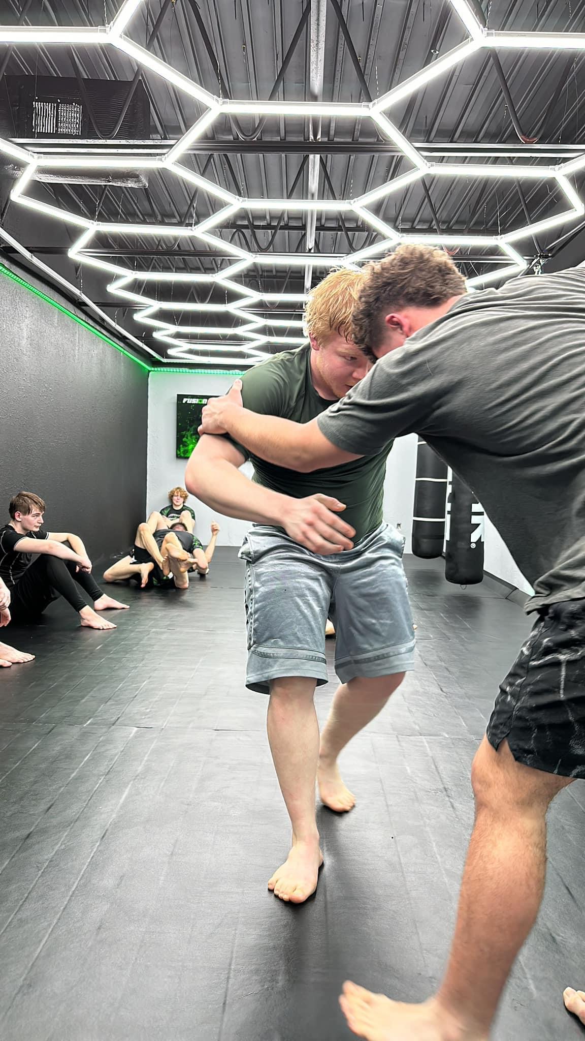 Adult grappling training at Fusion Martial Arts in Bloomington, IL