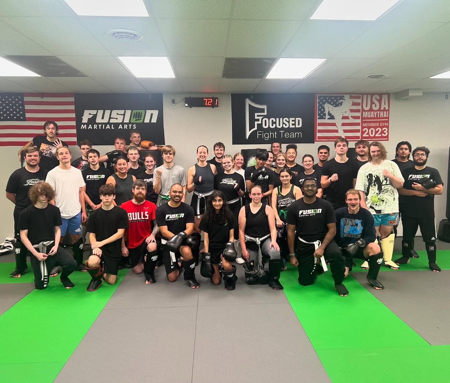 Adult class group at Fusion Martial Arts in Bloomington, IL