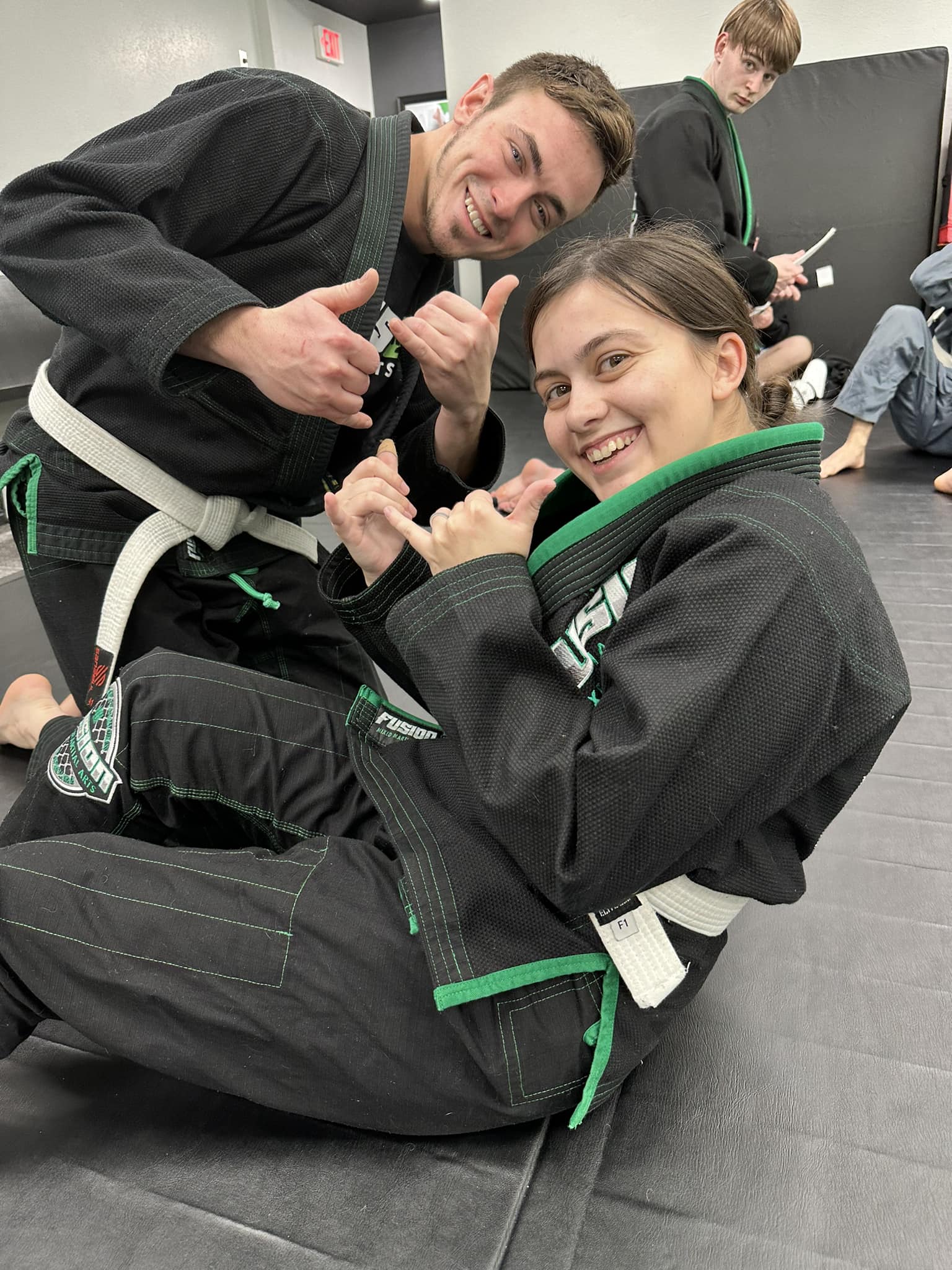 Adult grappling training partners at Fusion Martial Arts in Bloomington, IL