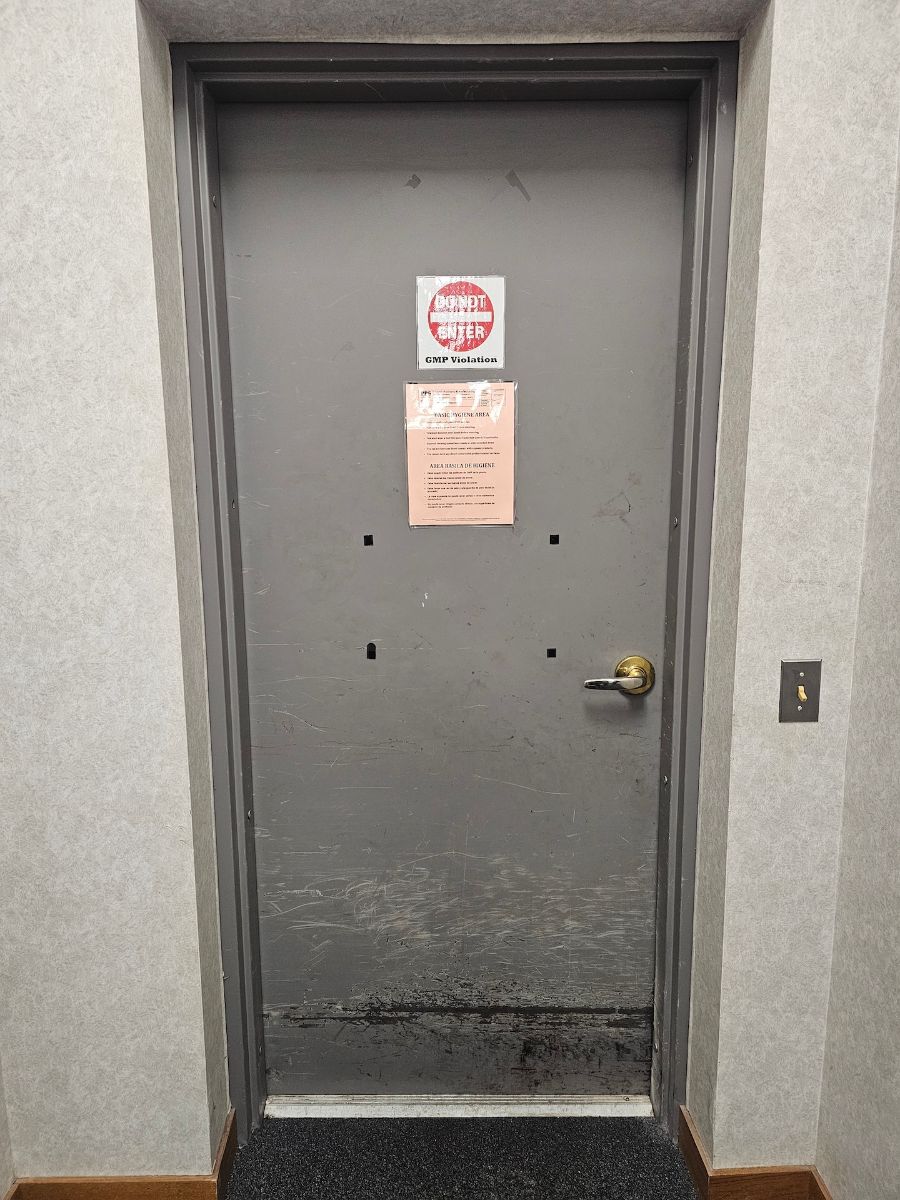 Commercial exit door before panic bar installation