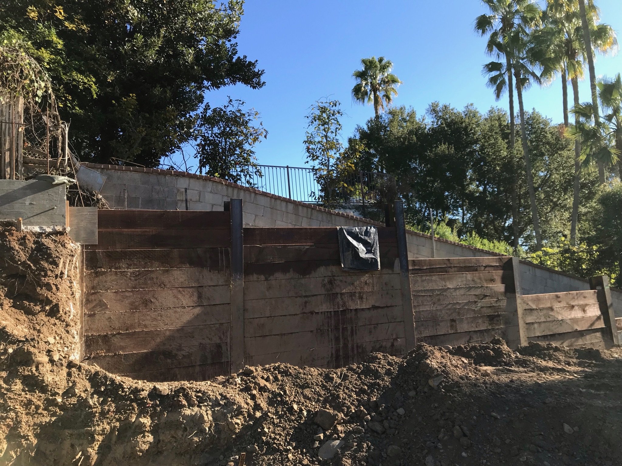 Hillside shoring wall