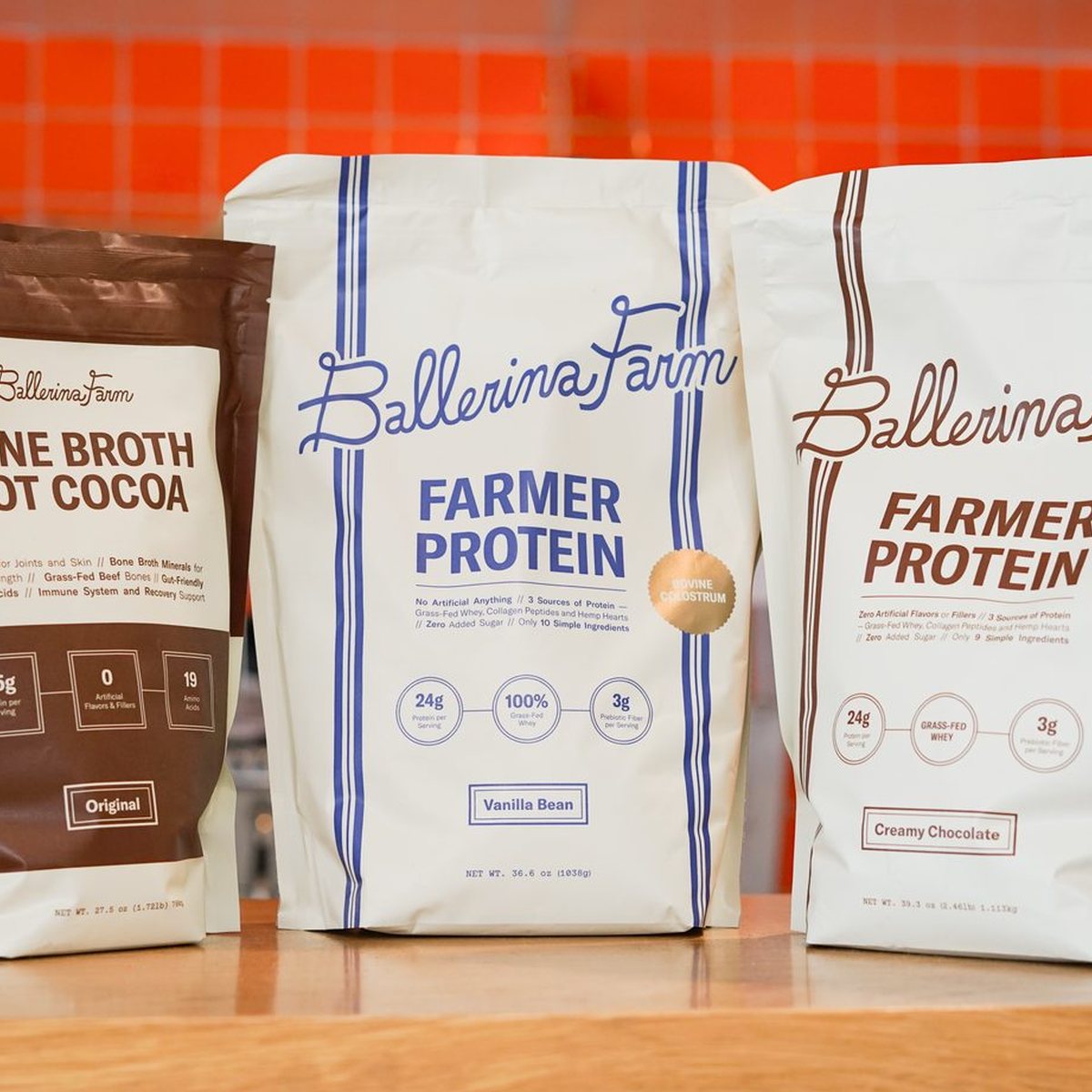 Ballerina Farm protein and cocoa on the shelf at Cookbook