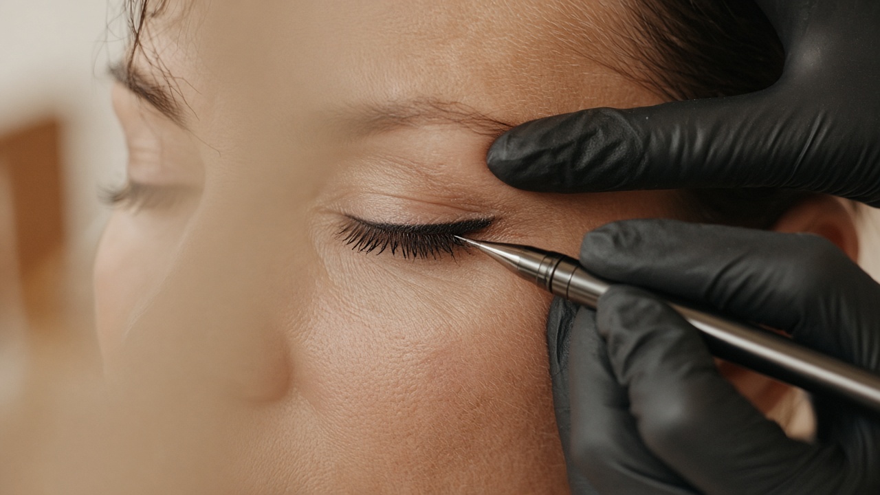 Permanent eyeliner längs fransranden