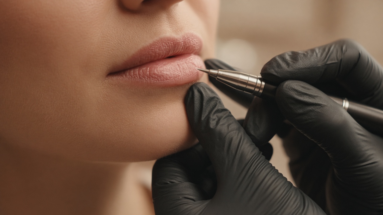 Lip blush behandling av läpparna