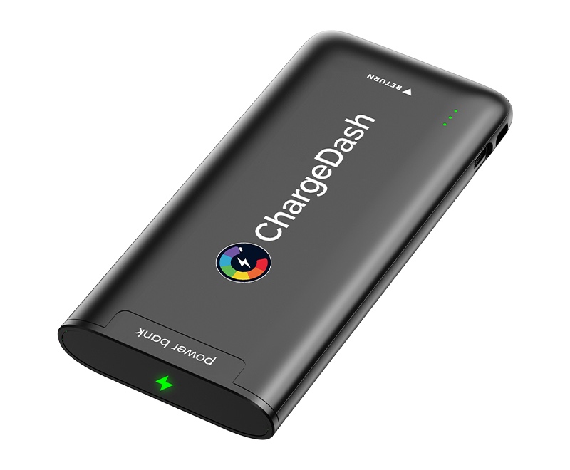 ChargeDash power bank at an angle