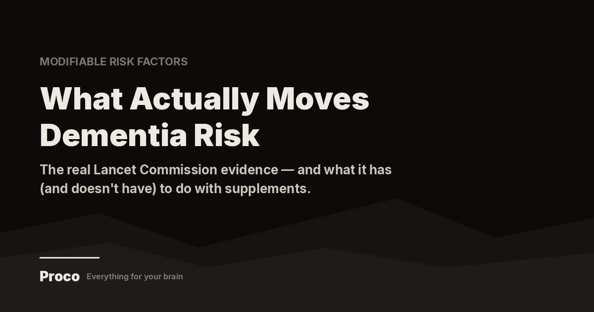 What actually moves dementia risk — modifiable risk factors, Proco