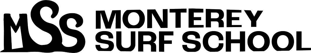 The logo on black and white for Monterey Surf School