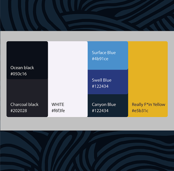 The color palette for the branding of Monterey Surf School