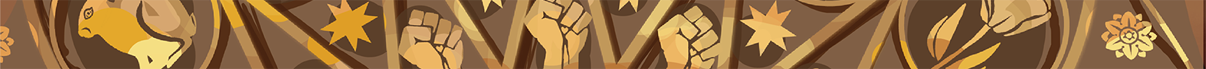 The top banner for the design museum of Chicago project showing a close up of my icons and golden colors
