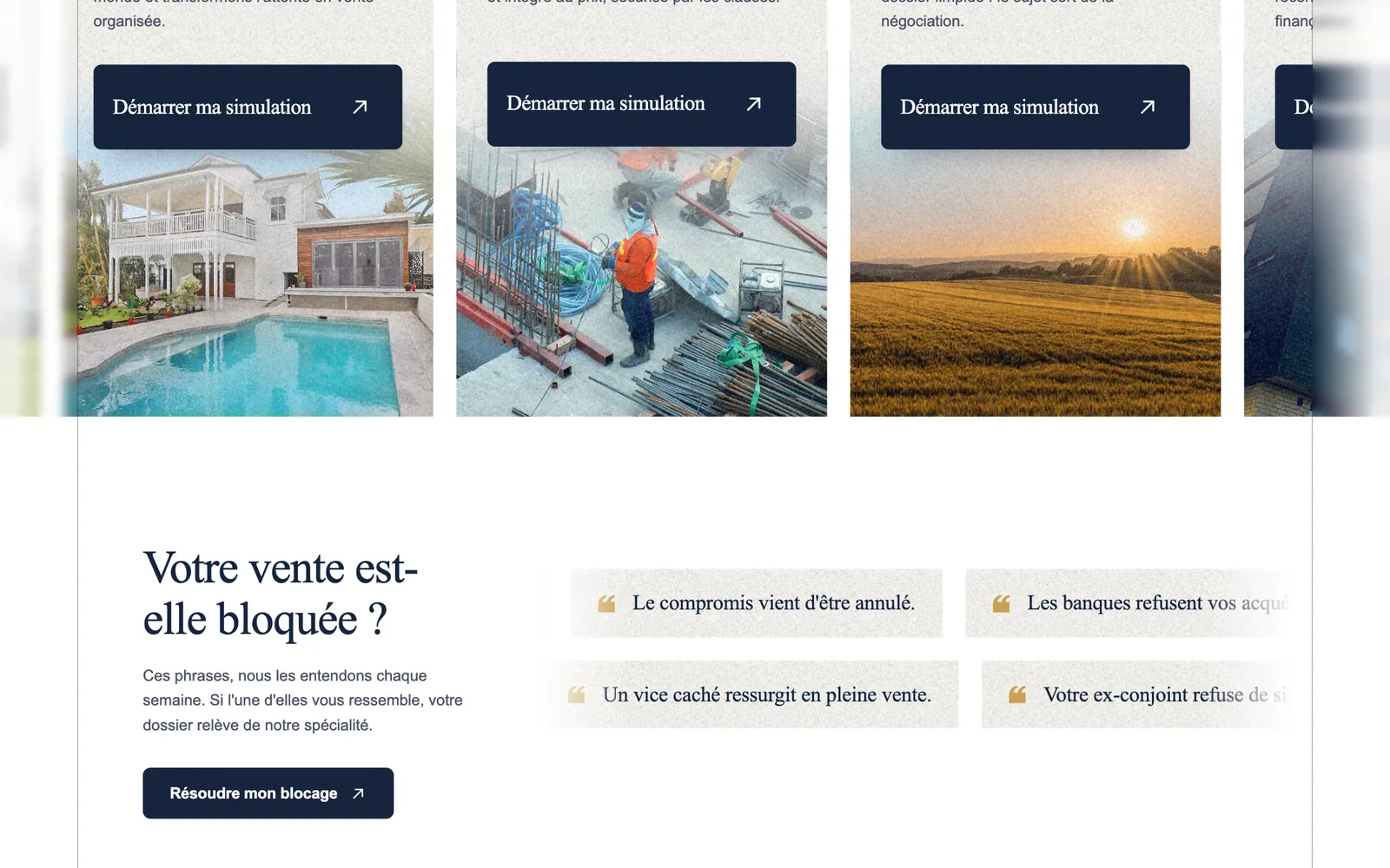 Le point d'entrée du simulateur sur l'accueil.