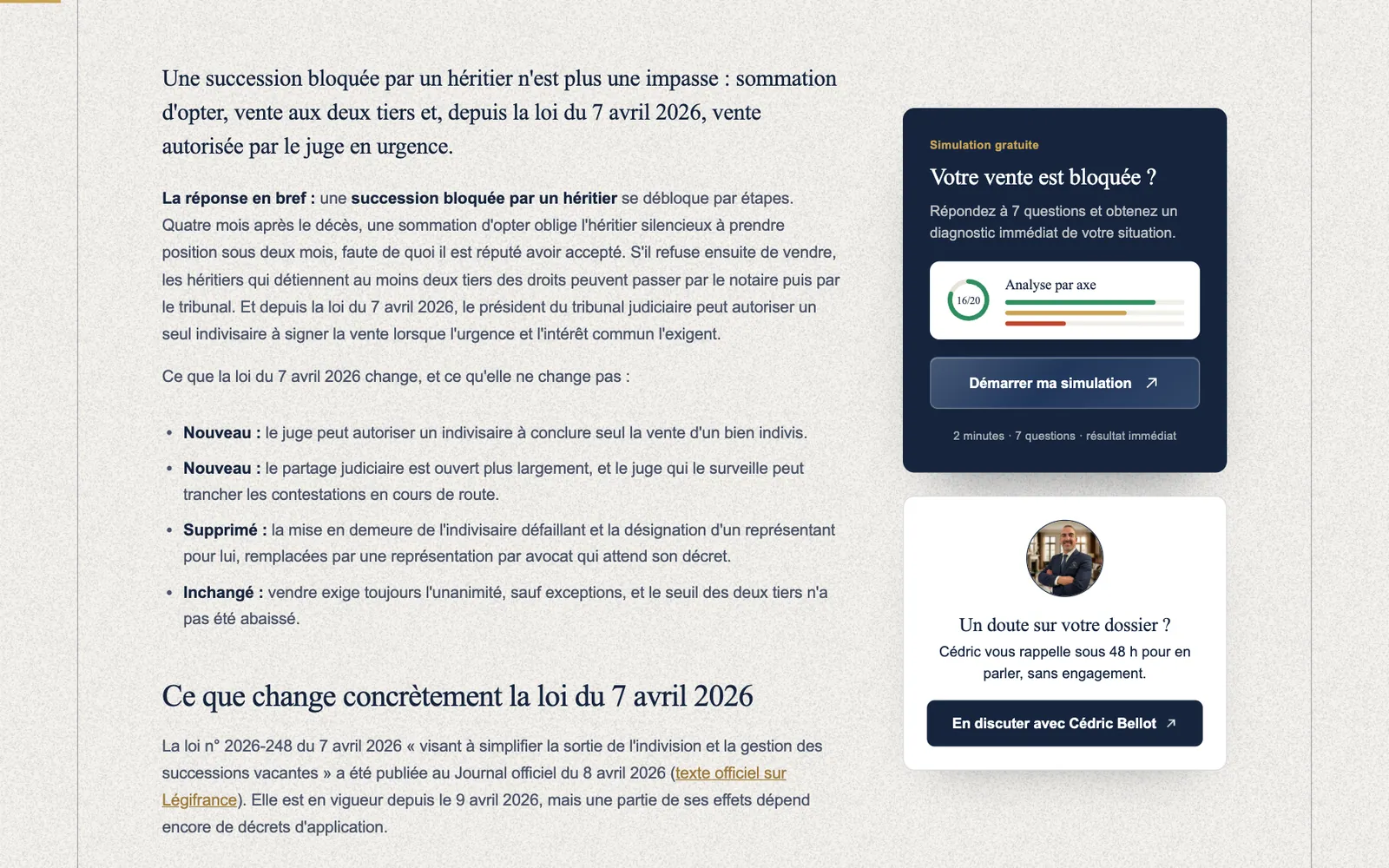 Une page du site Résolvimmo