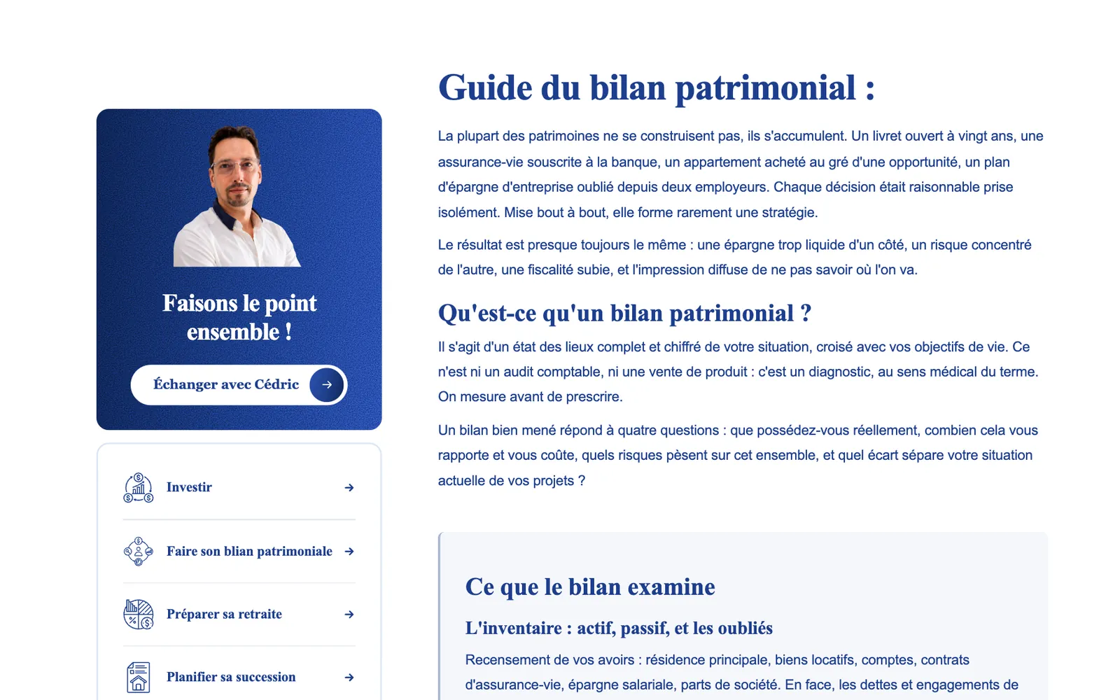 Une page du site Cédric Grabowski