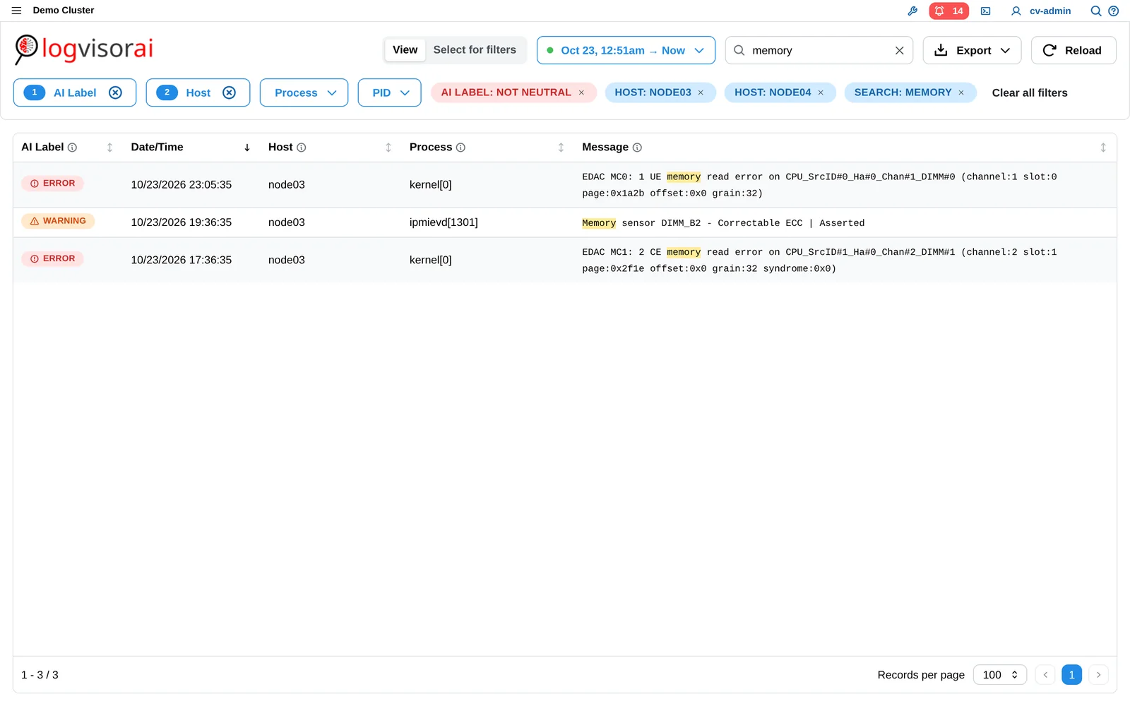 LogVisor AI log search with AI severity labels