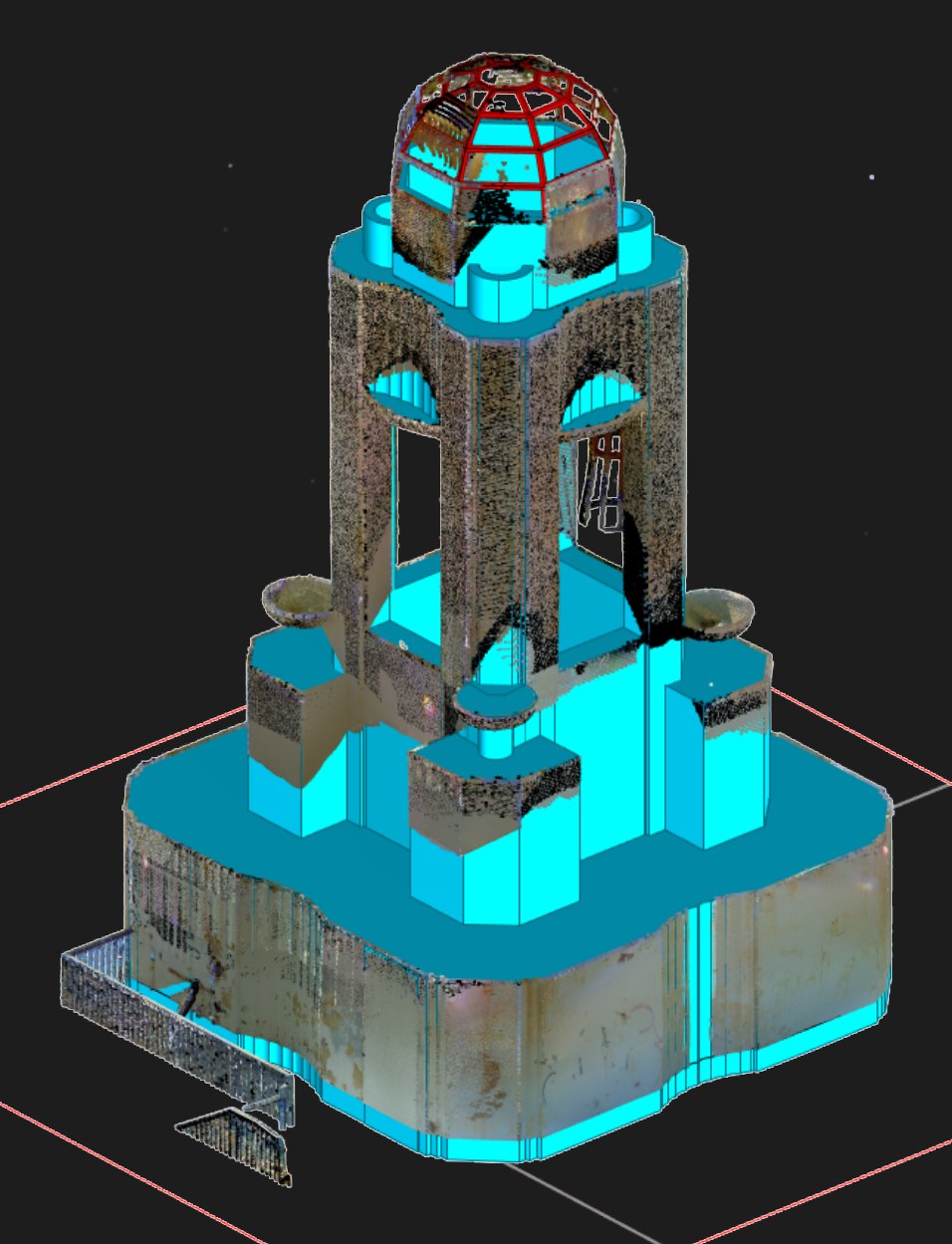 Perspective of the historic cupola model reconstructed from the laser scan