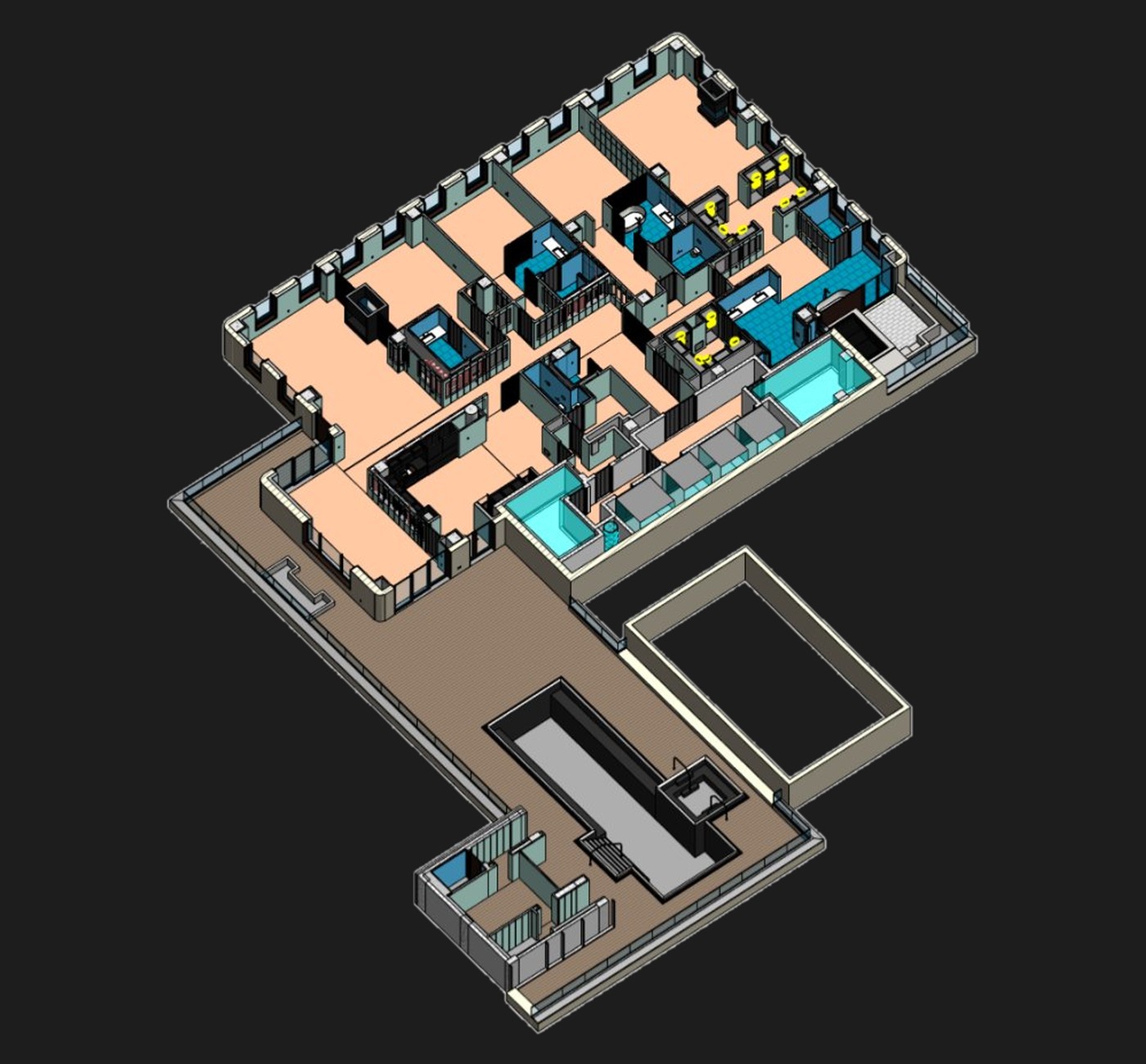 BIM model of the penthouse built from the laser scan